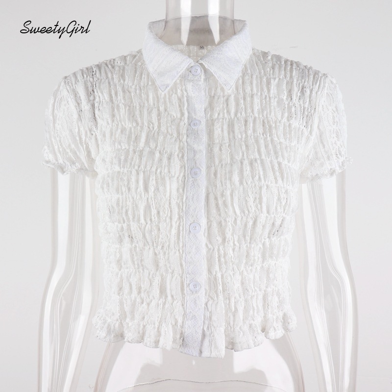 Áo Ngắn Tay Cổ Bẻ Thời Trang Hàn Quốc Cho Nữ