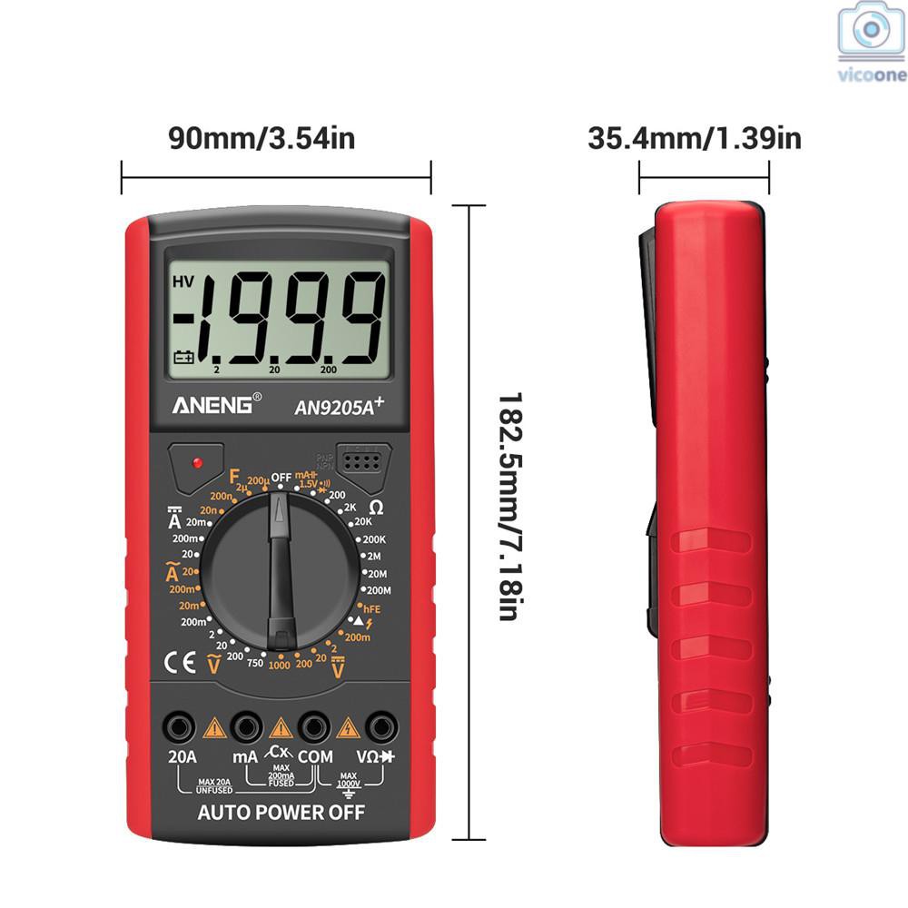 🔨  ANENG DT9205A+ Digital Multimeter 3 1/2 LCD Display 1999 Count Manual Range Universal Meter AC DC Re