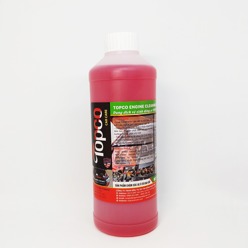 Nước vệ sinh động cơ ô tô tẩy rửa dầu mỡ hoen ố Topco dung dịch an toàn chi tiết khoang máy xe chai 1 lít Nhật Bản Mart