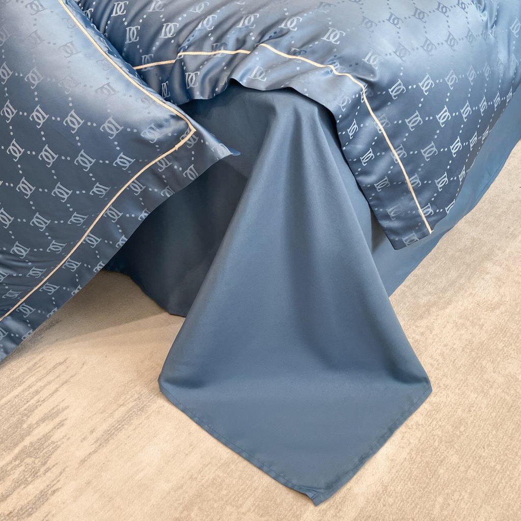 Bộ 4 Món Vỏ Chăn Ga/Drap Gối Phi Lụa Th 80s Phối Ren Vân Chìm Mềm Mại Sang Trong Cao Cấp Fullsize m6/m8/2m-Tiệm Nhà Mêu