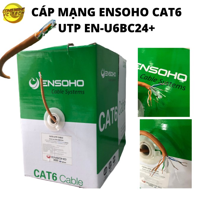 {CHÍNH HÃNG}Cáp Mạng Lan Cao Cấp ENSOHO CAT6E MODEL EN- U6BC24+  Lõi Đồng 100%-CHẤT LƯỢNG DÀNH CHO YÊU CẦU KHẮT KHE NHẤT