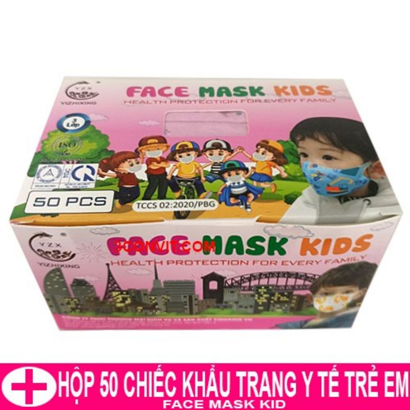 Hộp 50 chiếc khẩu trang y tế 4 lớp trẻ em