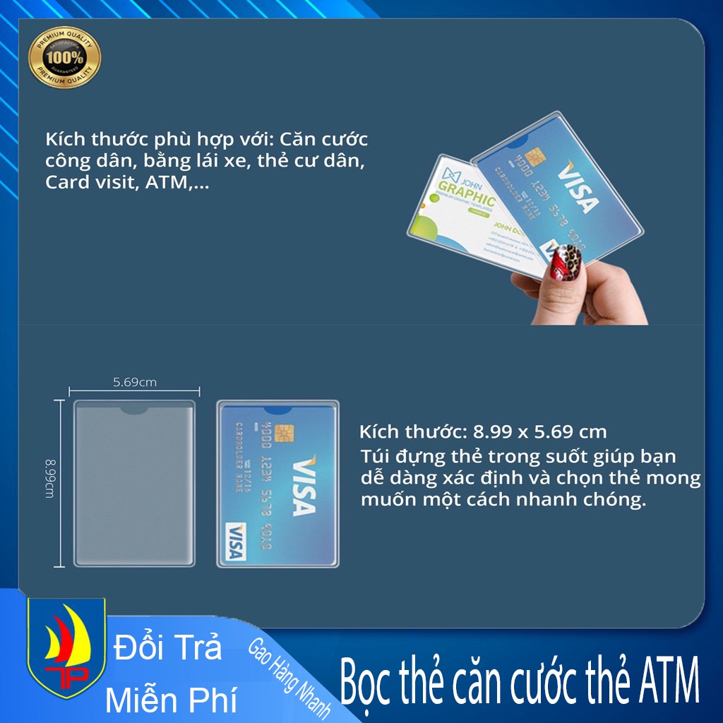 BÁN LẺ RẺ NHƯ BÁN BÔN,Set 50 túi đựng thẻ căn cước công dân, túi bọc, bao đựng, vỏ bọc thẻ trong suốt đa năng tiện dụng