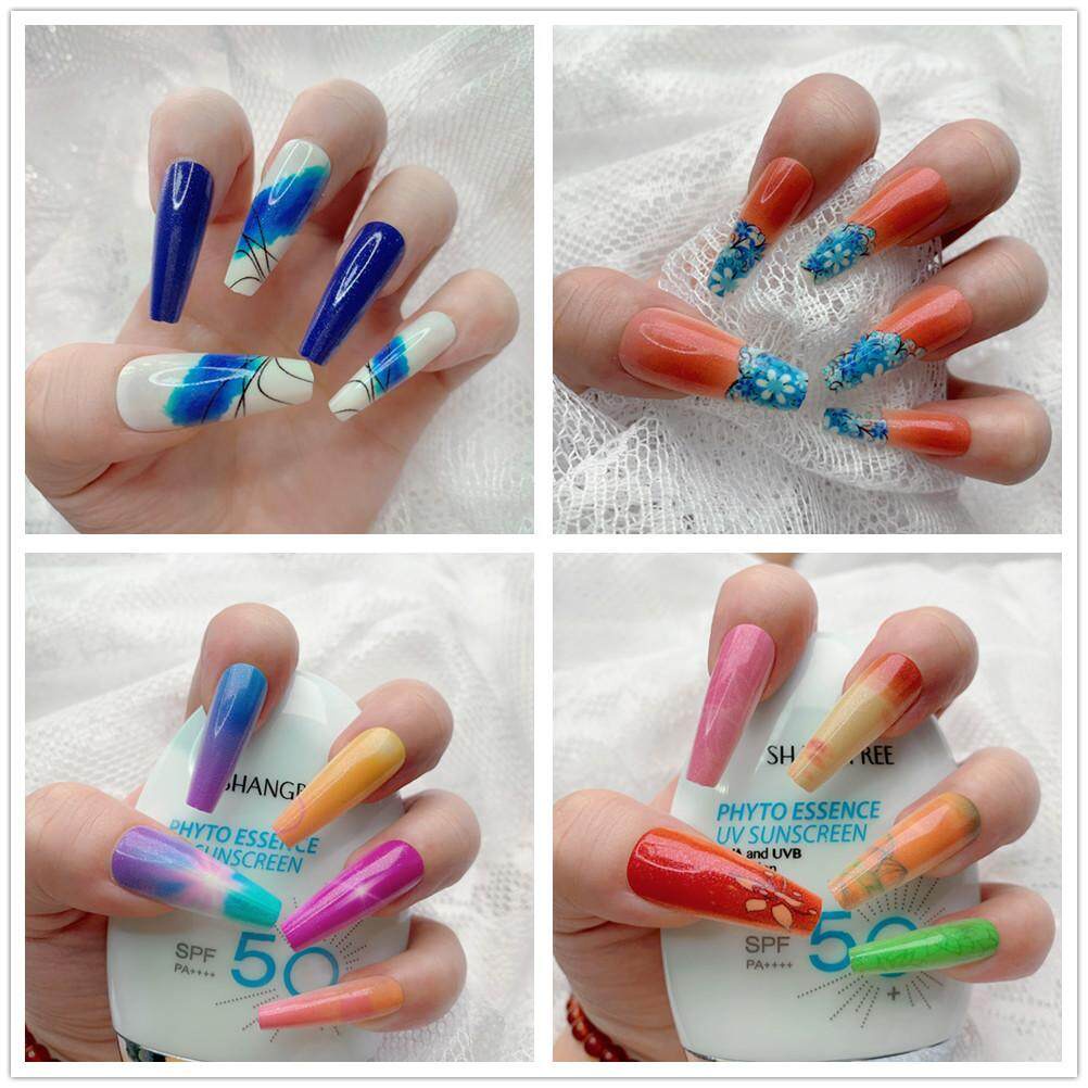 Bộ 24 Móng Tay Giả Dài Lấp Lánh Thời Trang