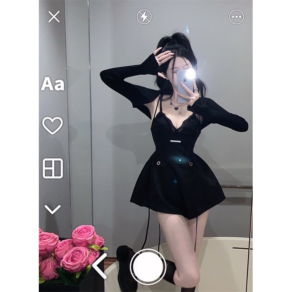 Jumsuit 2 dây kèm khoác siêu xinh hack chân dài
