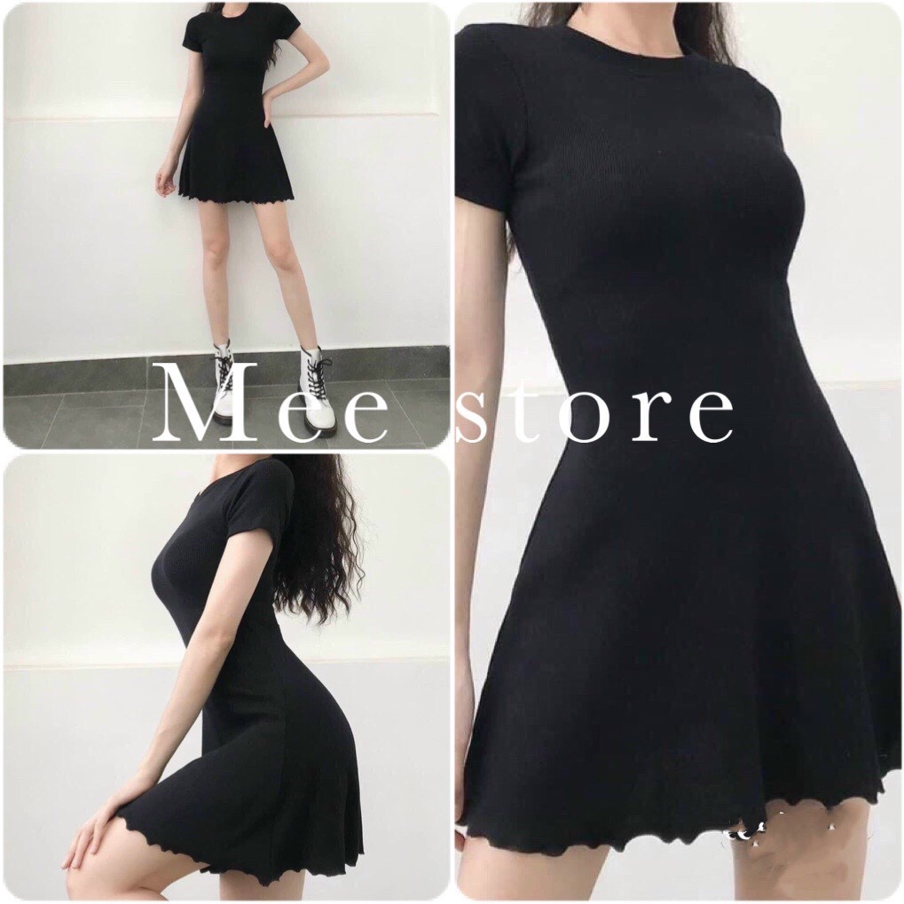 Đầm Polo Body Nữ - Váy Cổ Bẻ Phối Trắng Đen Siêu hot