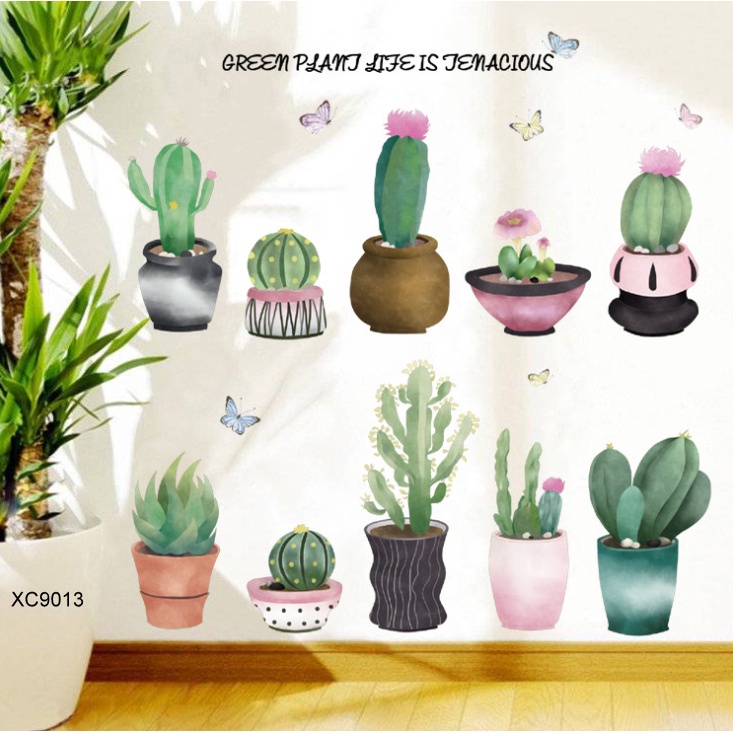 Decal trang trí chạu xương rồng chất liệu PVC sắc nét