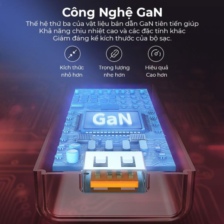 Củ sạc siêu nhanh 65W Remax RP-U59 cổng USB, cổng Type-C Hỗ trợ, QC 3.0, PD 3.0 cho điện thoại, macbook, ip