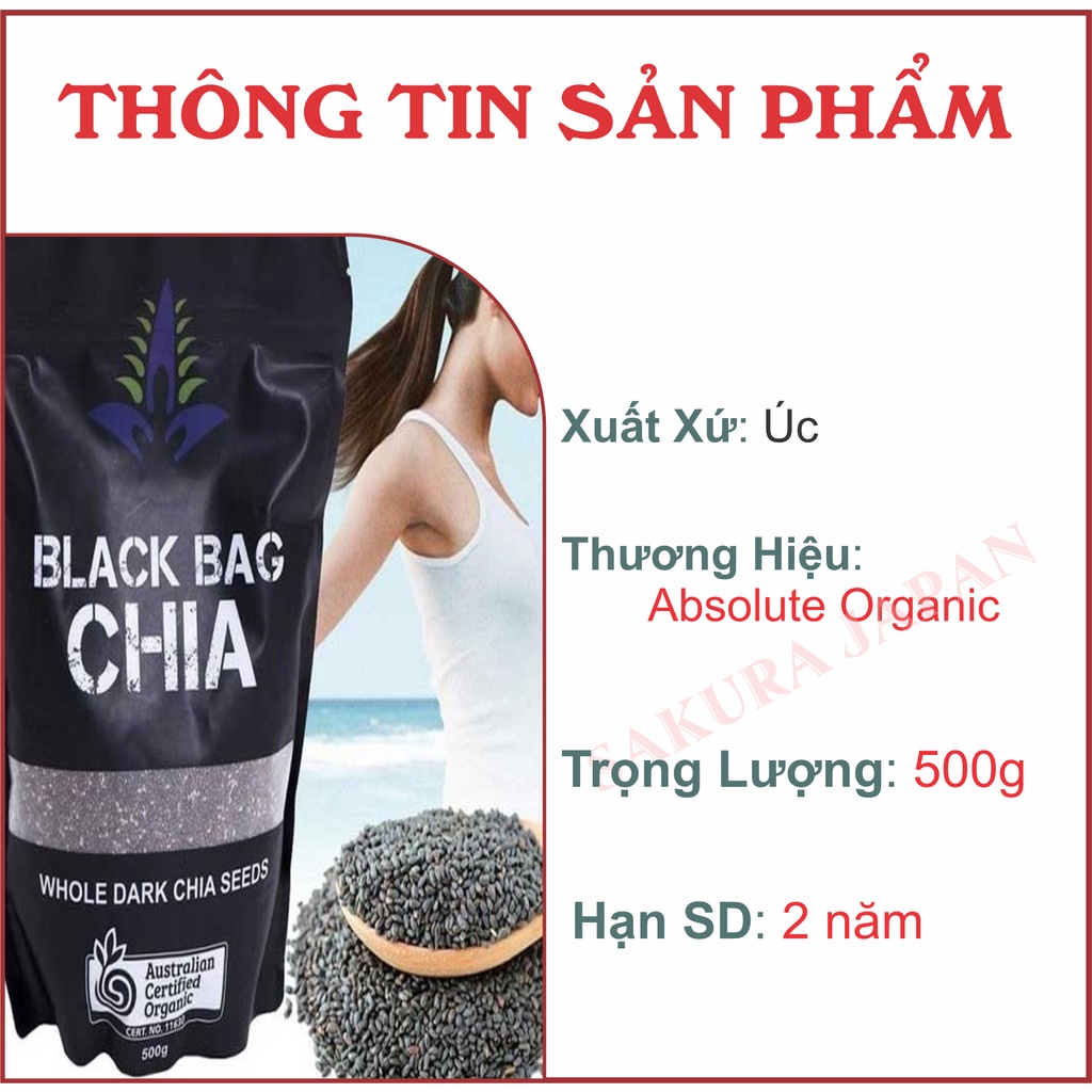 Hạt chia úc BLACK BAG CHIA Túi Đen 500gr đa công dụng