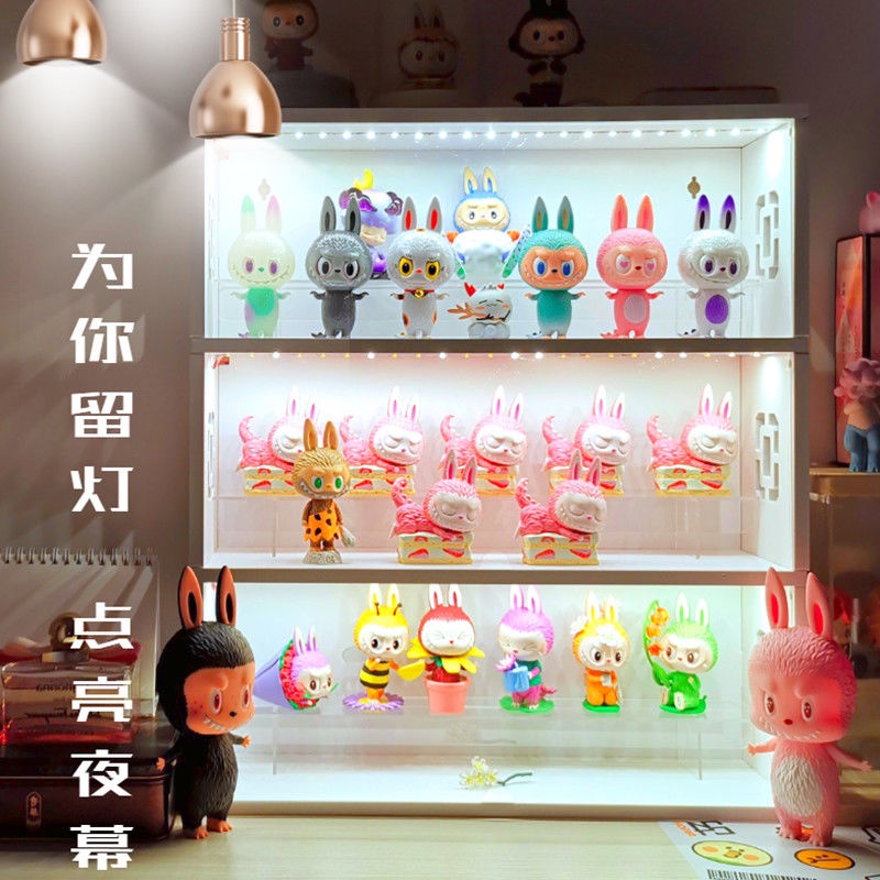 Kệ trưng bày hộp có thang trong suốt Hộp trưng bày bằng tay có thang trong suốt Biệt thự Bubble Mart Tủ bảo quản búp bê