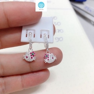 Bông tai bạc ta hình mèo kitty cho bé, khuyên tai bạc cho trẻ em - shop ngọc hoa