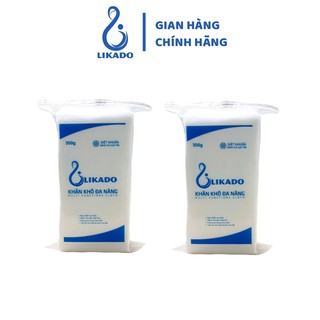 Khăn khô đa năng LIKADO 300g kích thước 14x20cm không mùi không hóa chất dùng cho mẹ và bé - SET 2 GÓI