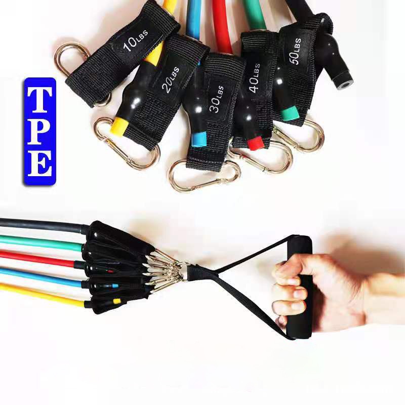 [Bộ 11 phụ kiện] Dây ngũ sắc tập gym tập thể hình tại nhà - 5 dây đàn hồi cho nam nữ tập toàn thân