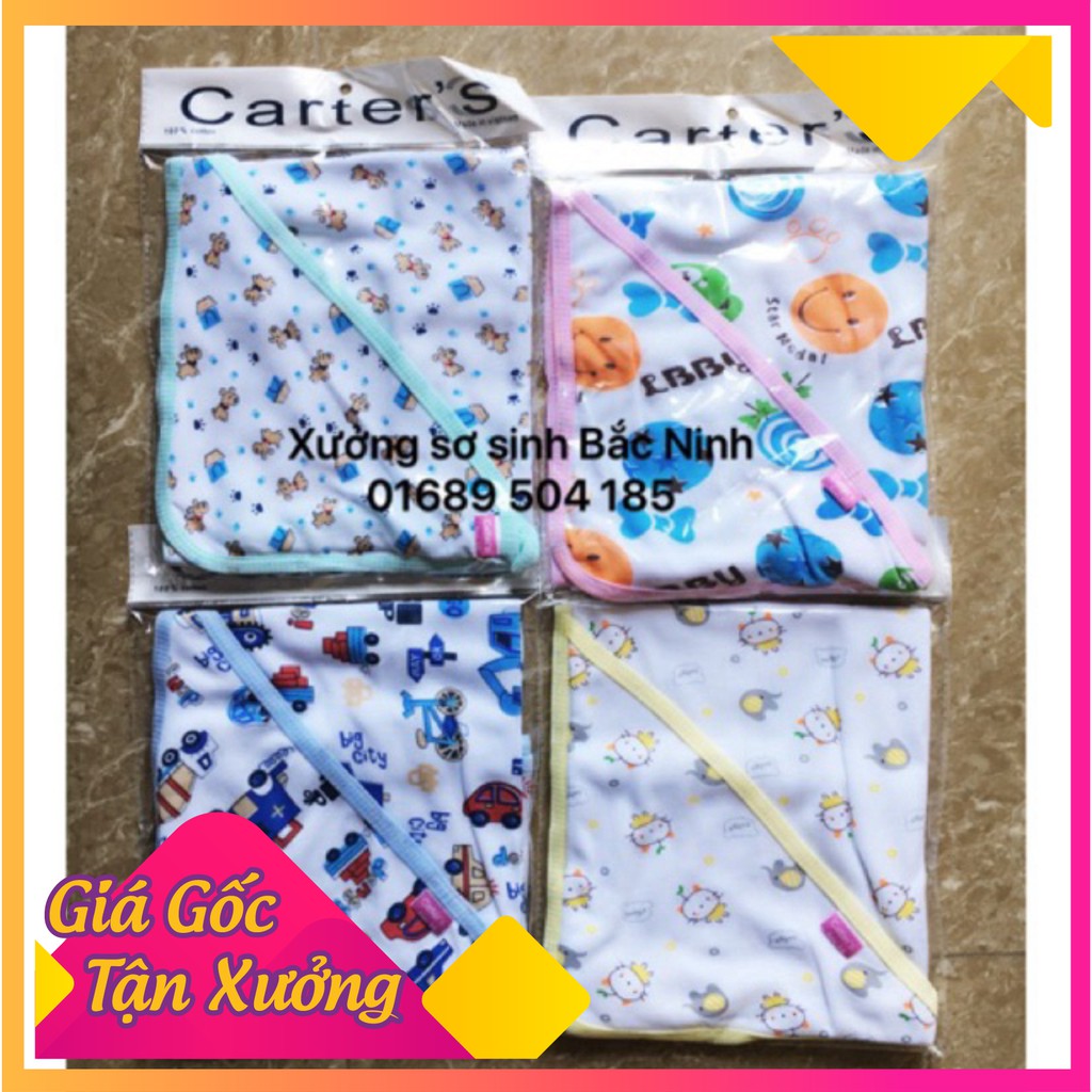 Chăn choàng hè có mũ sơ sinh, ủm cotton họa tiết (loại đẹp)