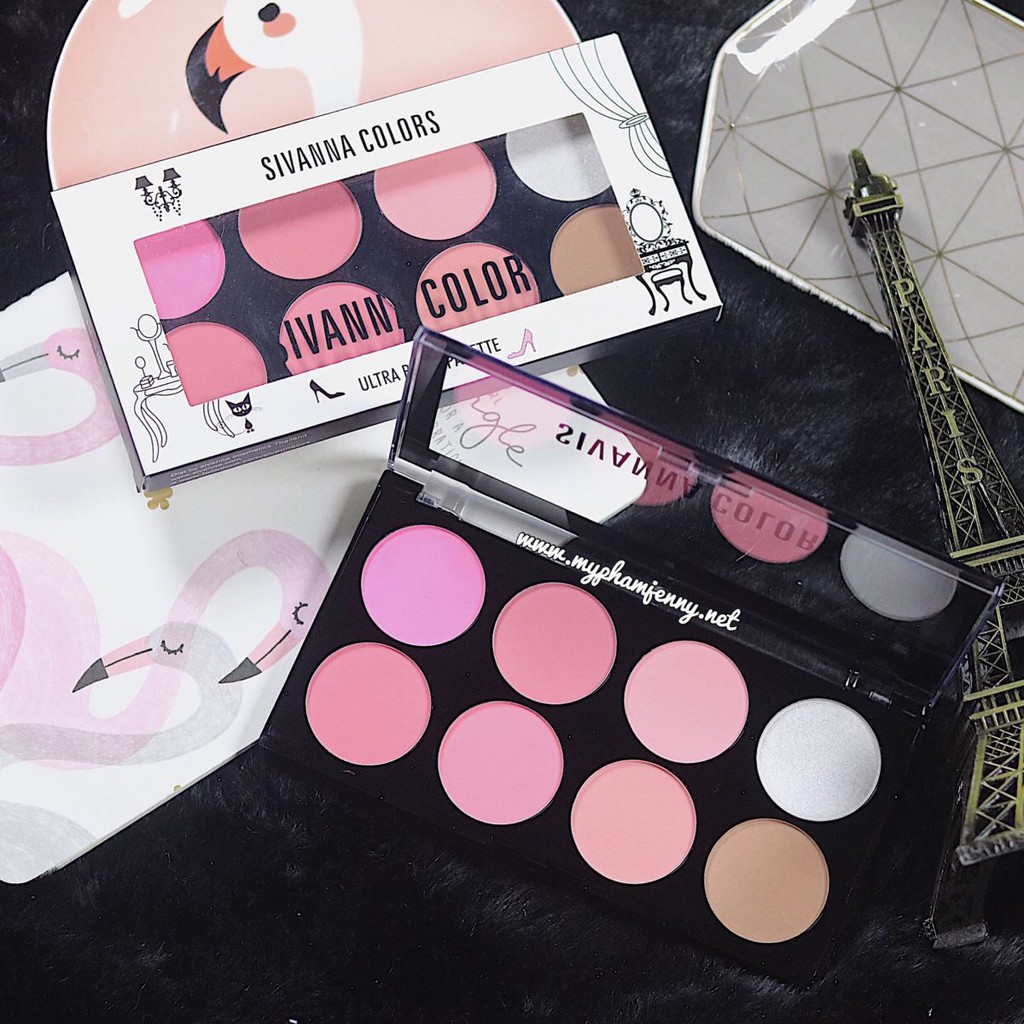 Bảng má hồng - tạo khối Sivanna Colors Ultra Blush Palette 8 ô hàng chuẩn