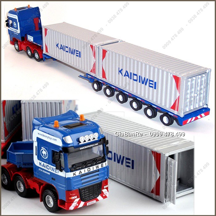 Mô Hình Kim Loại Xe Tải Hạng Nặng Chở 2 Container 40 Feet Tỉ Lệ 1:50 - Kdw - 9917