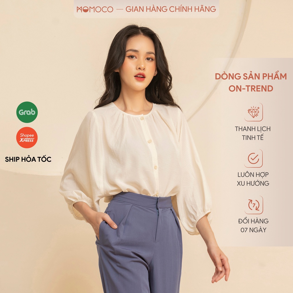 Áo Sơ Mi Tay Dơi MOMOCO Dáng Loose Đuôi Tôm Chất Liệu Xốp Nhăn M2813