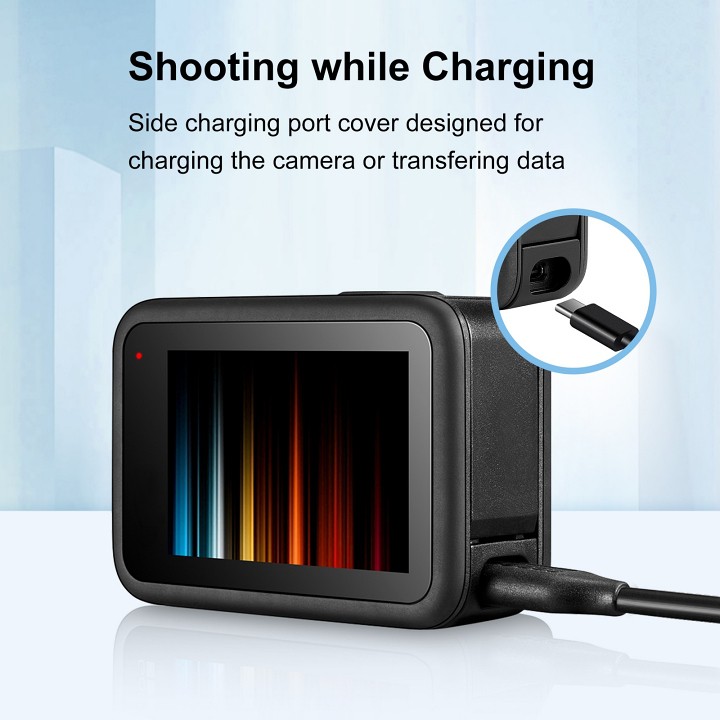 NẮP PIN GOPRO 12 / 11 / 10 / 9 TÍCH HỢP CỔNG SẠC PULUZ
