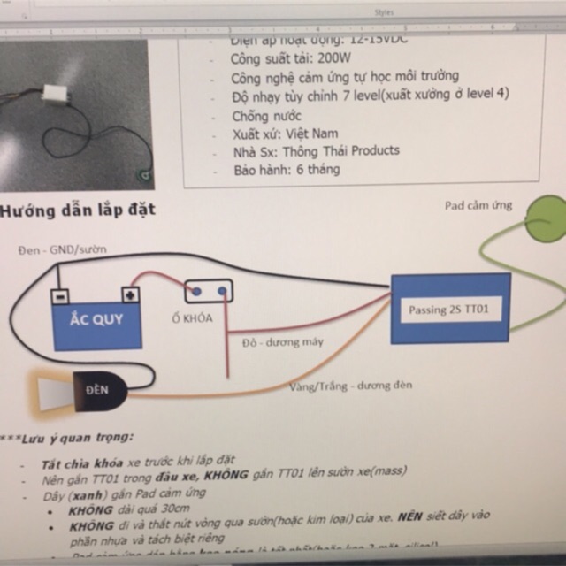 Công tắc cảm ứng đá đèn passing 2s