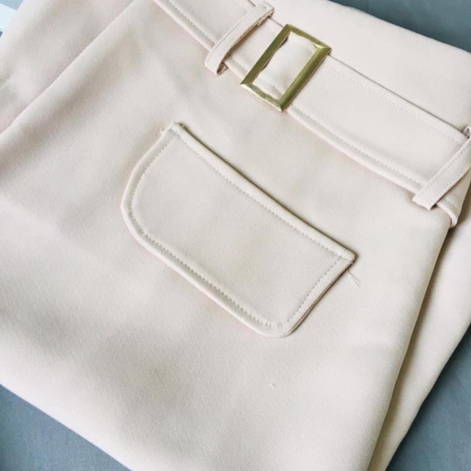 {GIÁ TẠI XƯỞNG} Chân Váy xếp ly đai chữ nhậtiêu Xinh 2 màu đen/ kem | BigBuy360 - bigbuy360.vn