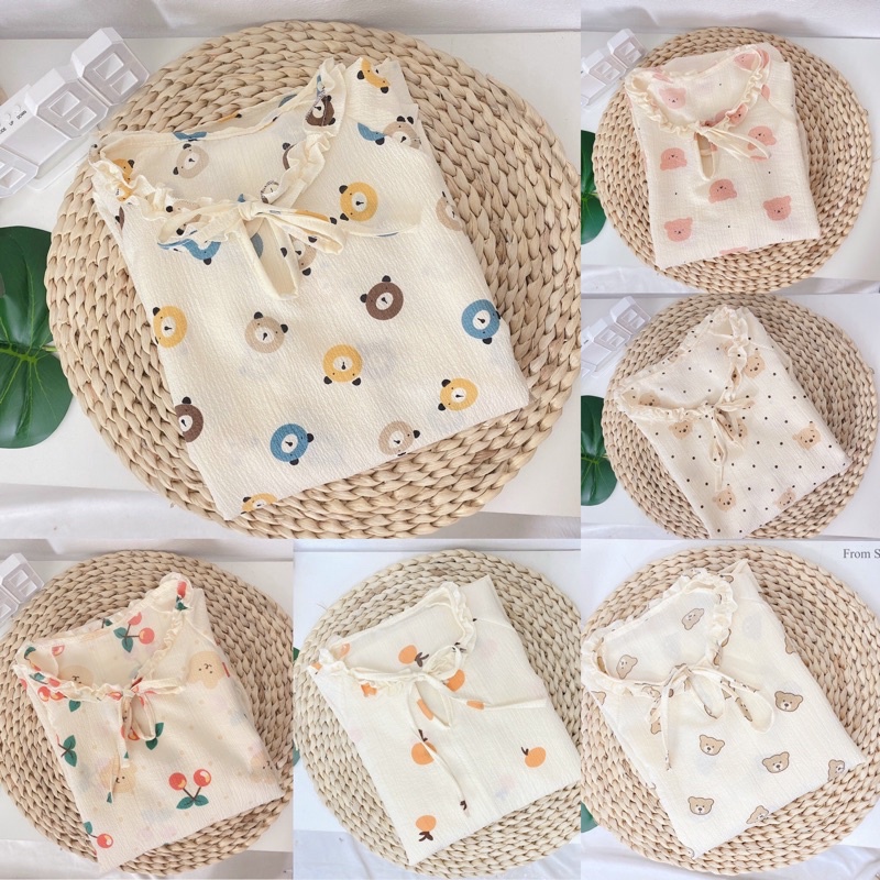 [ ẢNH THẬT ] Pijama cổ nơ/cổ bẻ dáng dài hoạ tiết xinh xắn. Bộ ngủ nữ hoạt hình dễ thương | BigBuy360 - bigbuy360.vn