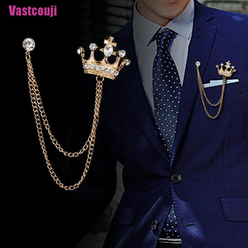 Ghim Cài Áo Hình Vương Miện Phối Dây Xích Tua Rua Thời Trang Cho Nam Và Nữ