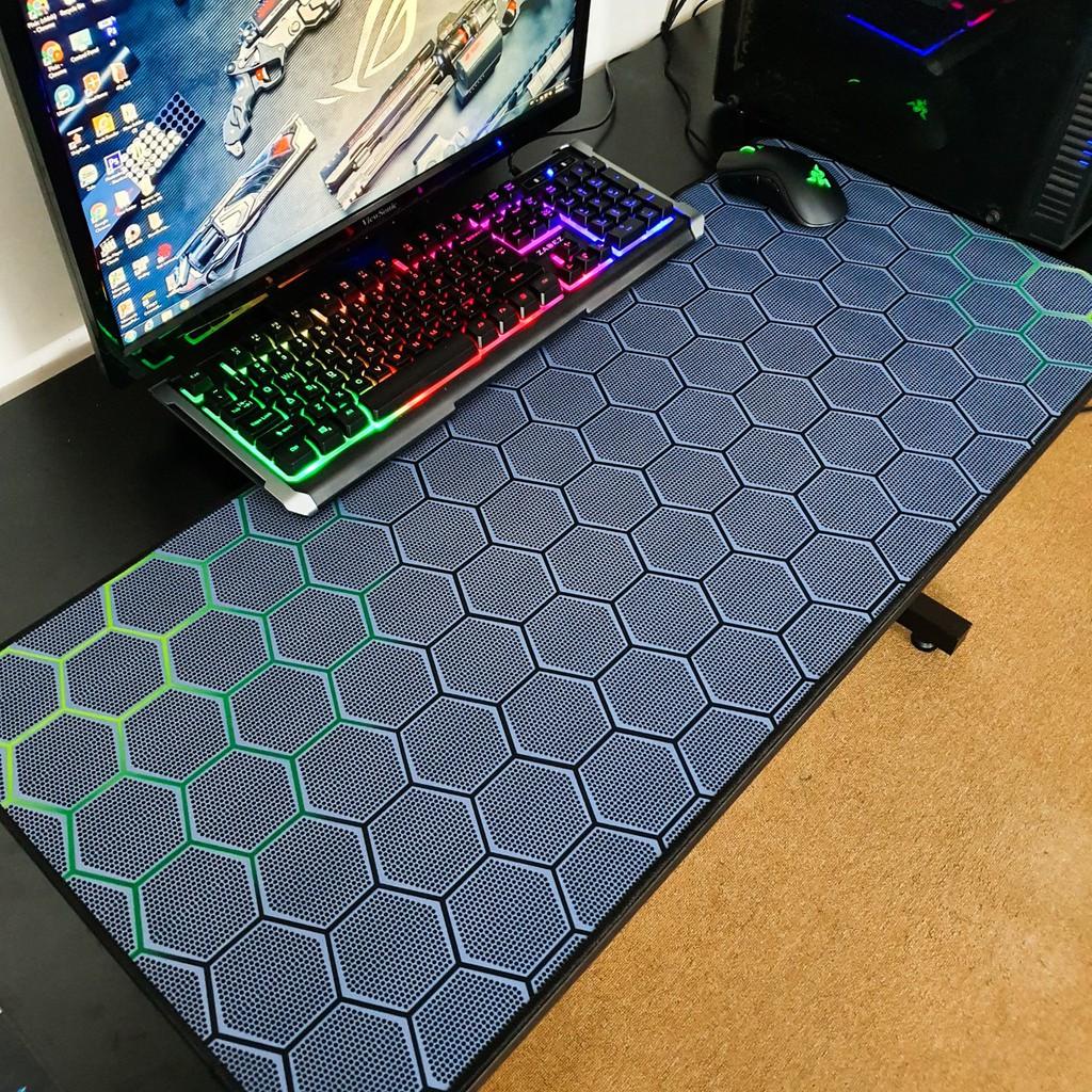 Lót chuột, pad chuột cỡ lớn 90x40cm dày dặn 3mm chuyên game bo viền chắc chắn, chống trơn trượt Pinktech