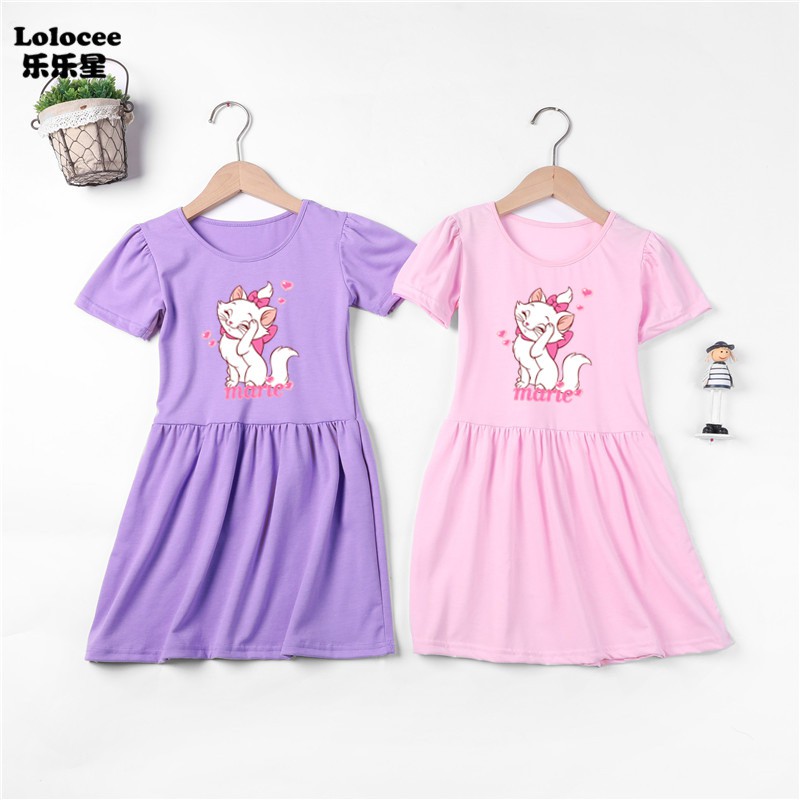 Đầm Hello Kitty Tay Ngắn Cho Bé Gái