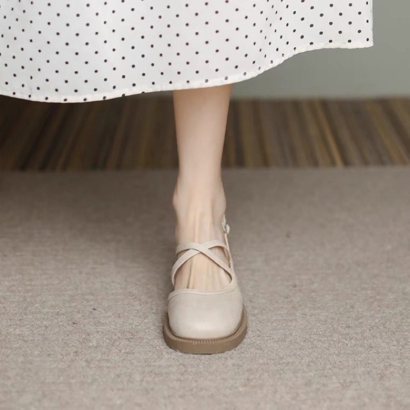 Giày búp bê nữ, Lolita đế cao 3 phân chất đẹp 2 quai chéo tôn chân dễ phối đồ