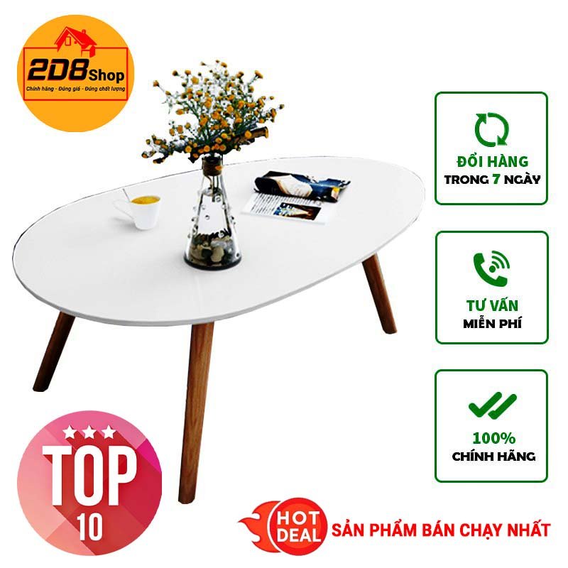 [Sale Hủy Diệt] Bàn Sofa Gỗ Hình Trứng  - Trang trí phòng khách. phòng ăn - Màu trắng - Gỗ MDF - GP55.01 - Mẫu 2021