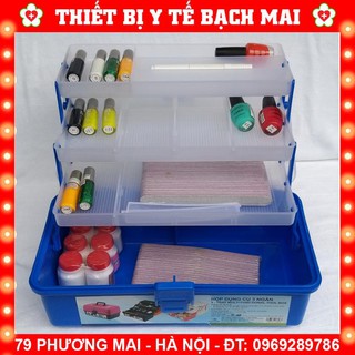 Hộp nhựa đựng dụng cụ nail, đồ trang điểm đa năng 3 ngăn - chính hãng