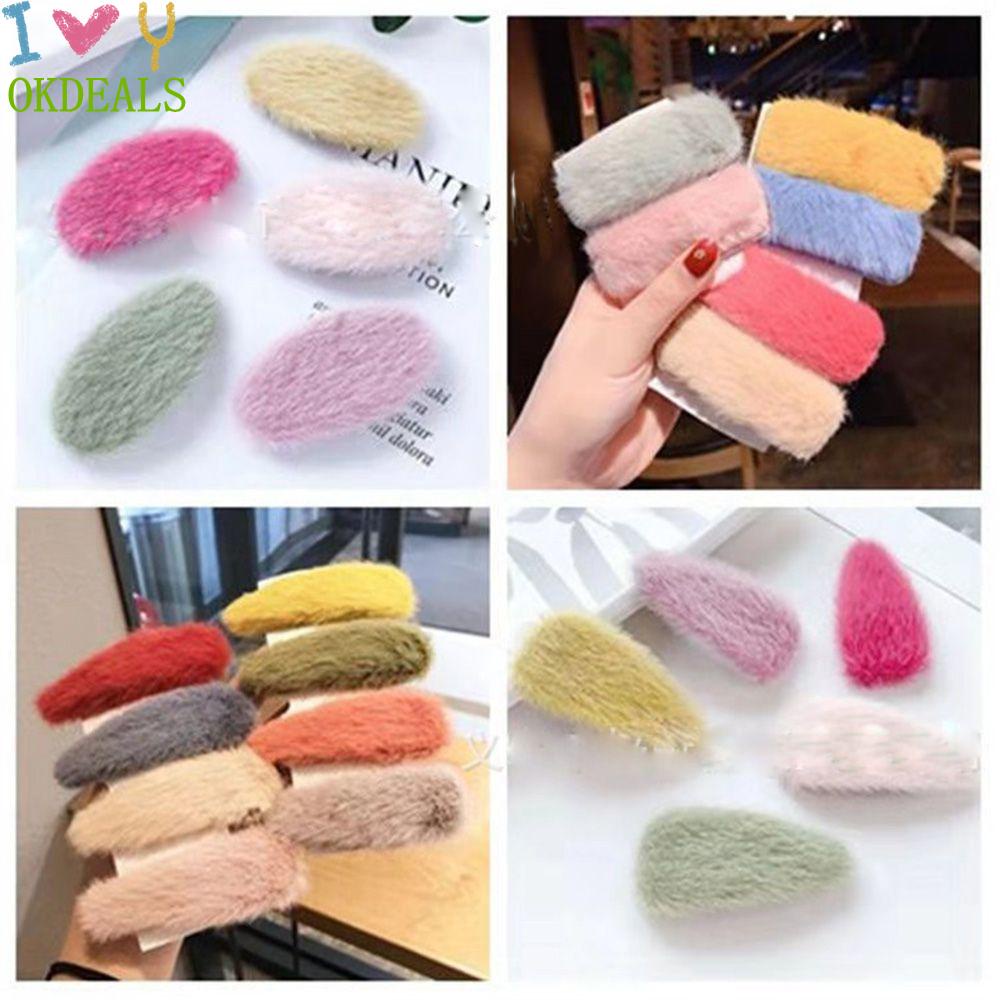 Kẹp tóc mái phối lông chồn giả thời trang cho nữ