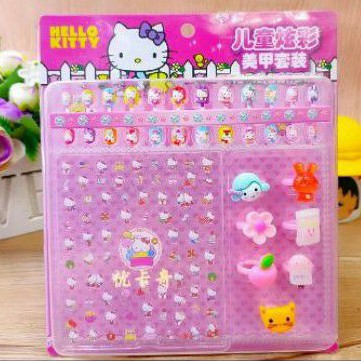 Sơn Móng Tay Giả Họa Tiết Hoạt Hình Frozen / Hello Kitty / Heo Peppa / Sophia Xinh Xắn Cho Bé Gái