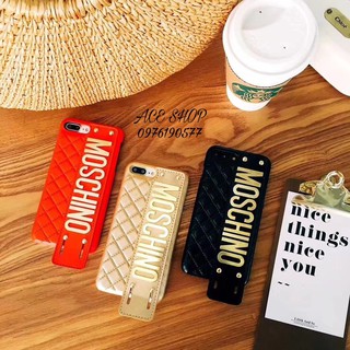 Ốp lưng da khâu thật Moschino IP X, 7plus, 8 Plus, 6 plus, 6/6s ảnh thật siêu xinh bảo vệ điện thoại
