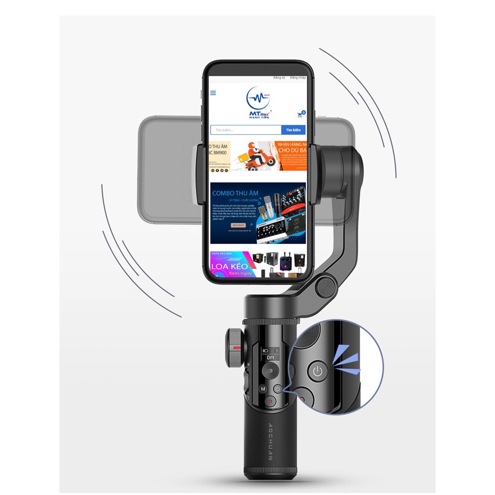 Kẹp chống rung Gimbal MTMAX 3XR Ổn Định 3 Trục Bluetooth OLED cho Android IOS Điện Thoại Thông Minh