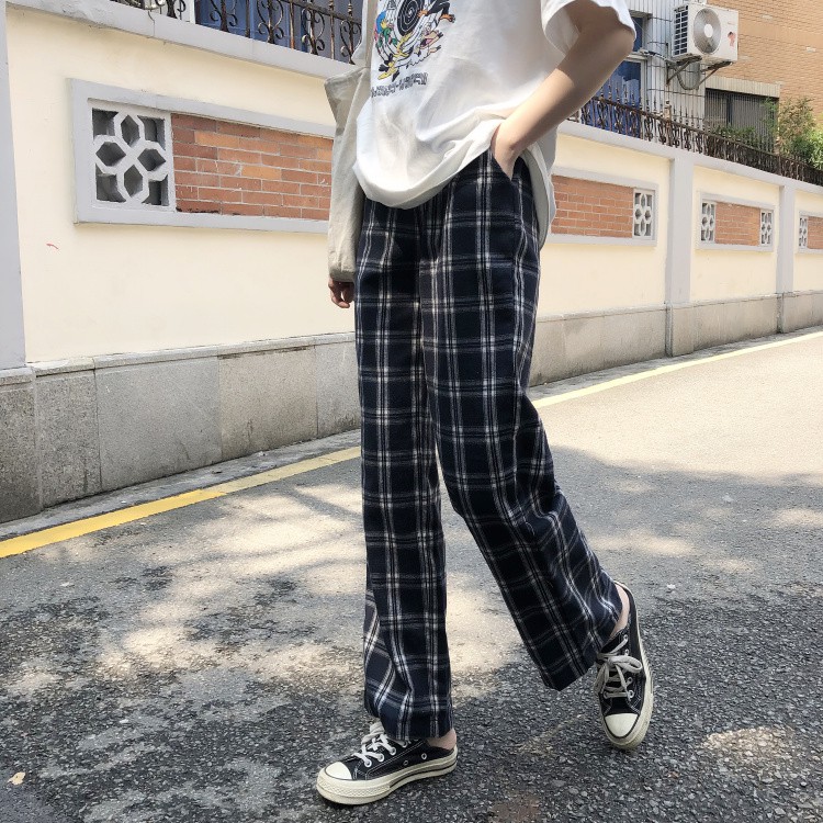 [SẴN] Quần vải ca rô Ulzzang Quảng Châu QDV8