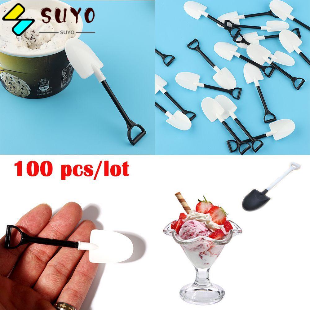 Set 100 thìa nhựa ăn kem dùng 1 lần hình xẻng độc đáo đáng yêu