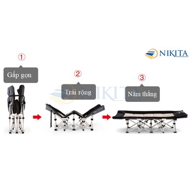 Giường gấp văn phòng nghỉ trưa NIKITA TT01 vải bạt phẳng |Nikita TT02 vải lưới - Tải 90kg