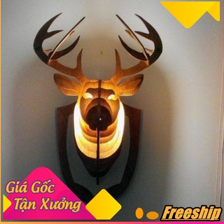 [HÀNG XUẤT KHẨU]Đèn Gỗ Trang Trí Đầu Hươu Treo Tường gỗ sồi trắng cao cấp nhập khẩu Hoa Kỳ(lucky & happyStore)