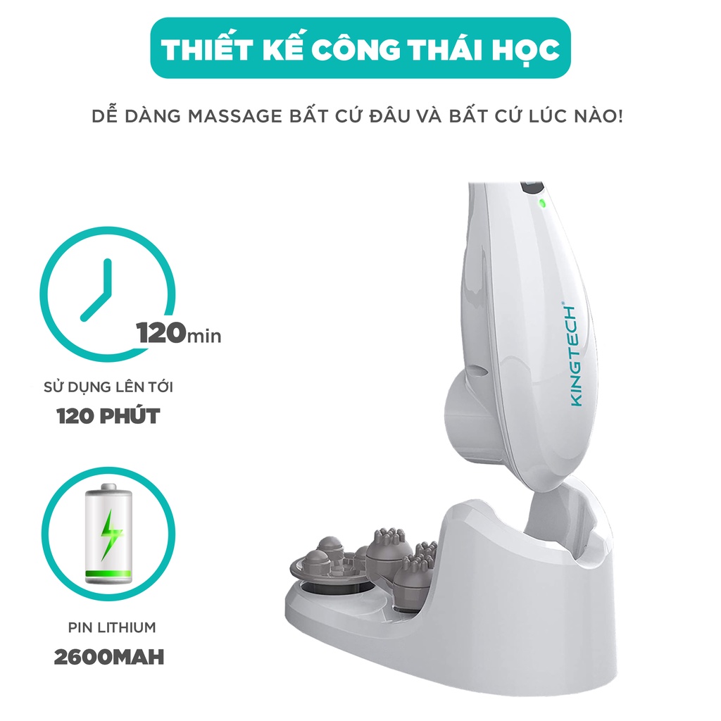 Máy Massage Cầm Tay KINGTECH LUX-450 Mát Xa Toàn Thân, Chuyên Sâu Vai Cổ, Lưng, Chân, Tay - Quà Tặng Cao Cấp