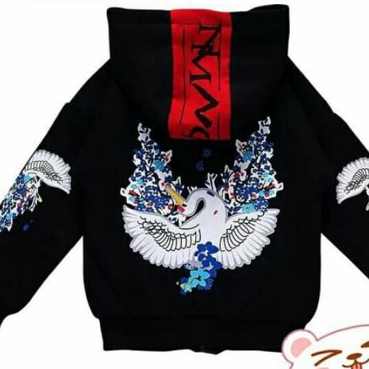 Áo Khoác Cho Bé Chất Thun Cotton Da Cá Mềm In Hình Chim Hạc Chống Nắng Chống Lạnh