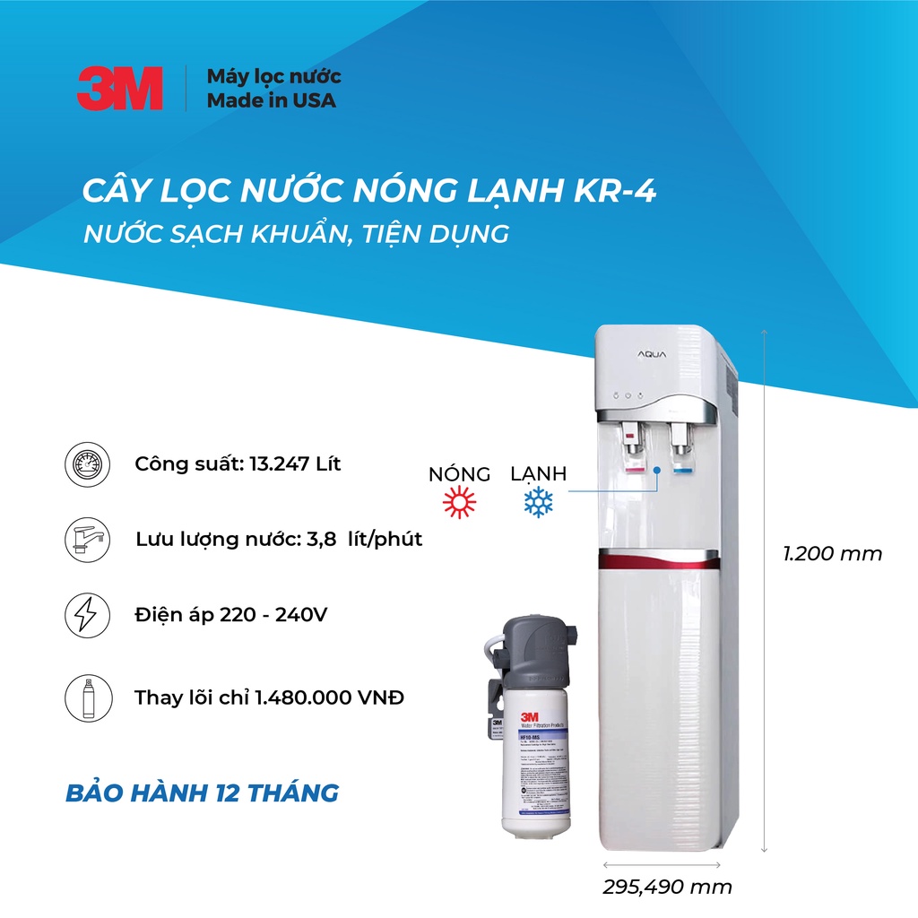 Máy Lọc Nước Nóng Lạnh 3M KR4-2V (Sử Dụng Máy 3M Brew110-MS)