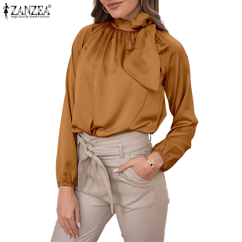 Zanzea Áo Kiểu Tay Dài Phồng Thắt Nơ Thời Trang Dành Cho Nữ