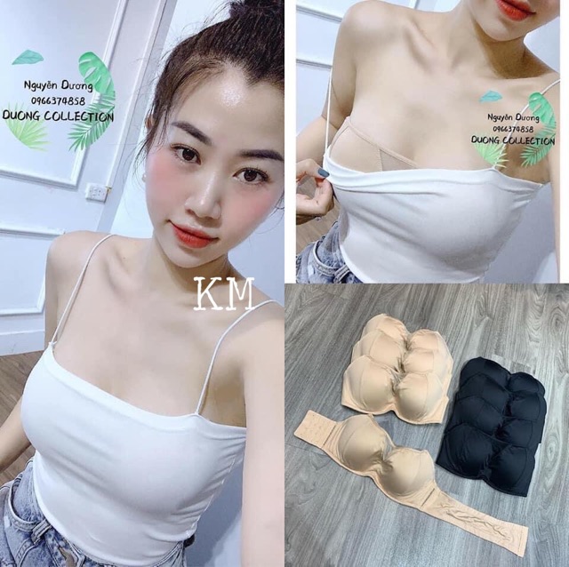Áo lót nữ quây đẩy ngực chống tụt cực chắc chắn tặng kèm miếng độn ngực chuẩn PINK