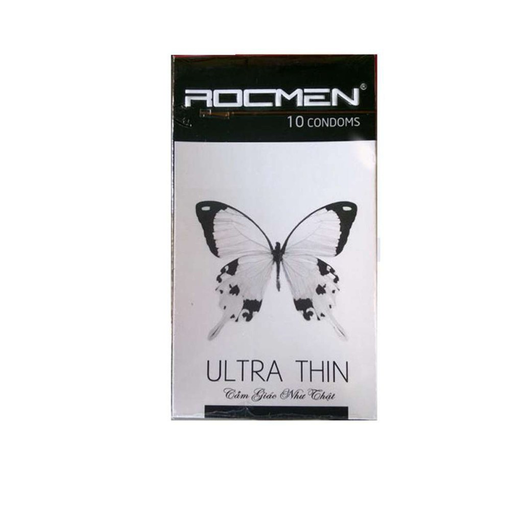 Bao cao su siêu mỏng trơn Rocmen Ultra thin bcs mỏng 0.03mm cho cảm giác như thật hộp 10 cái