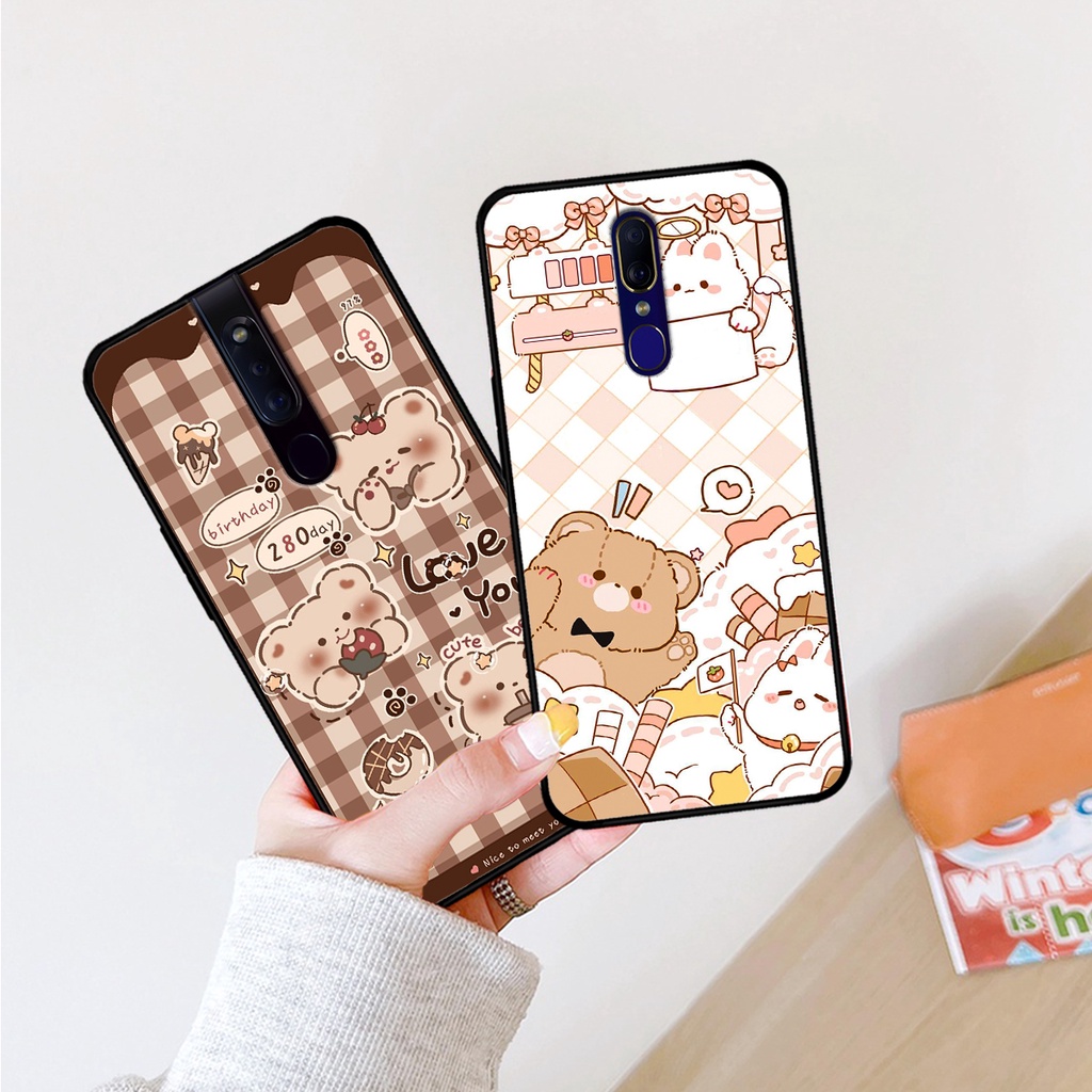 Ốp lưng Oppo F11 / Oppo F11 Pro in hình caro gấu thỏ dễ thương