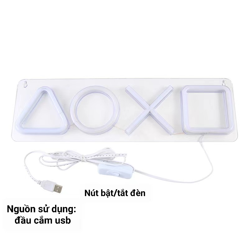 Đèn led neon size lớn tạo hình máy game, tai nghe, Squid Game decor phòng gaming, góc làm việc