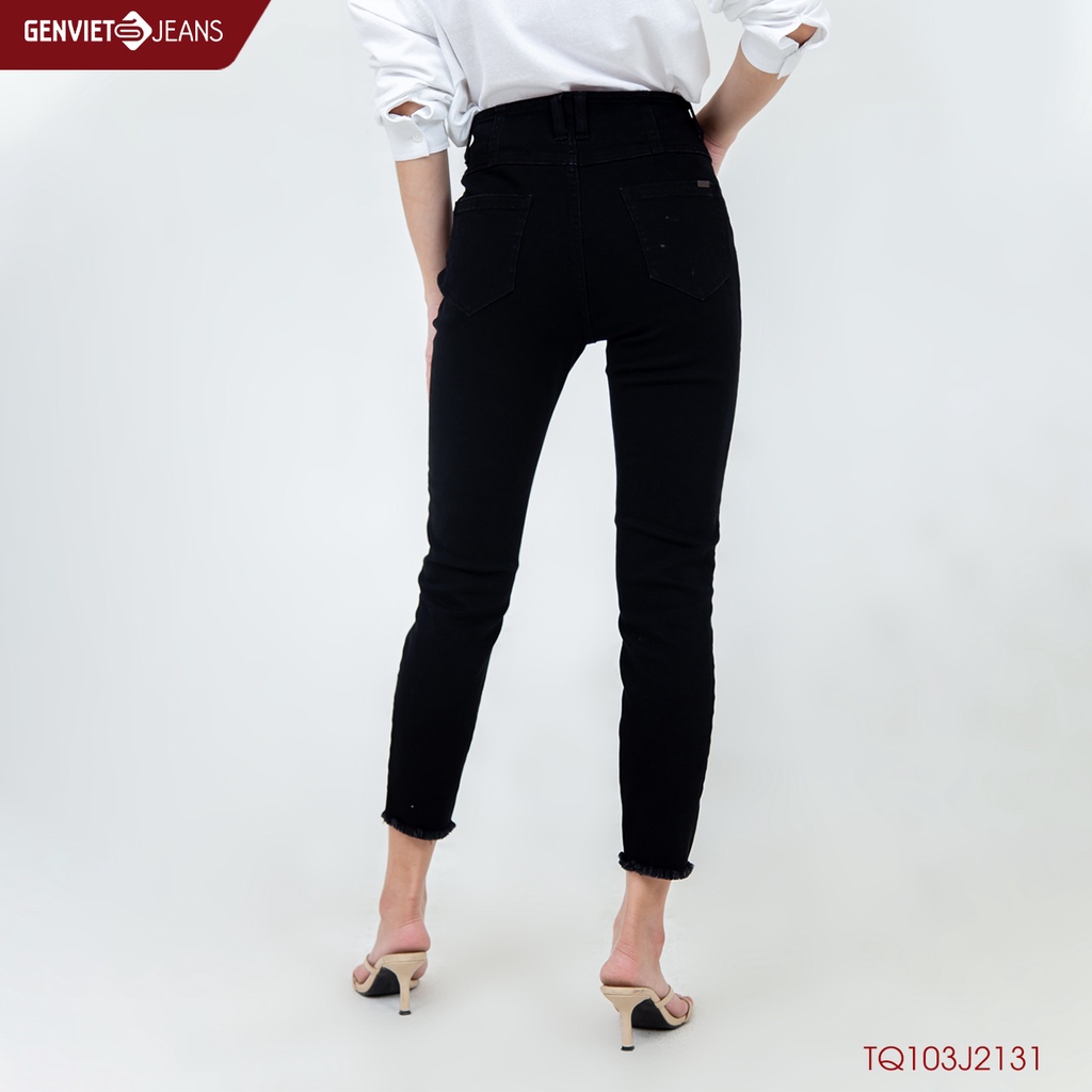 Quần Jeans Nữ Genviet Trơn Dáng Ôm Skinny Cạp Siêu Cao 2 Cúc Basic Ống Tưa Genviet TQ103J2131