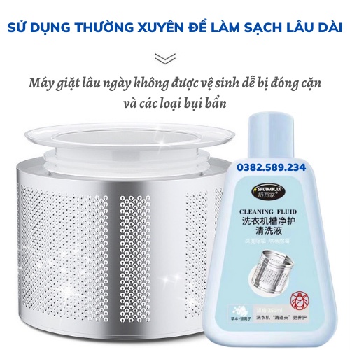 Nước Tẩy Lồng Máy Giặt Nhật Bản SHUWANJIA - Dung Dịch Vệ Sinh Máy Giặt 260 ML - Tẩy nhanh và sạch nấm mốc