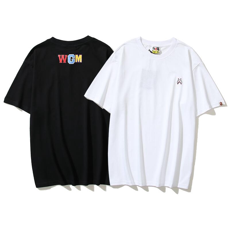 Áo Thun Tay Ngắn Chất Liệu Cotton Thêu Họa Tiết Bape Thời Trang Cho Nam Nữ